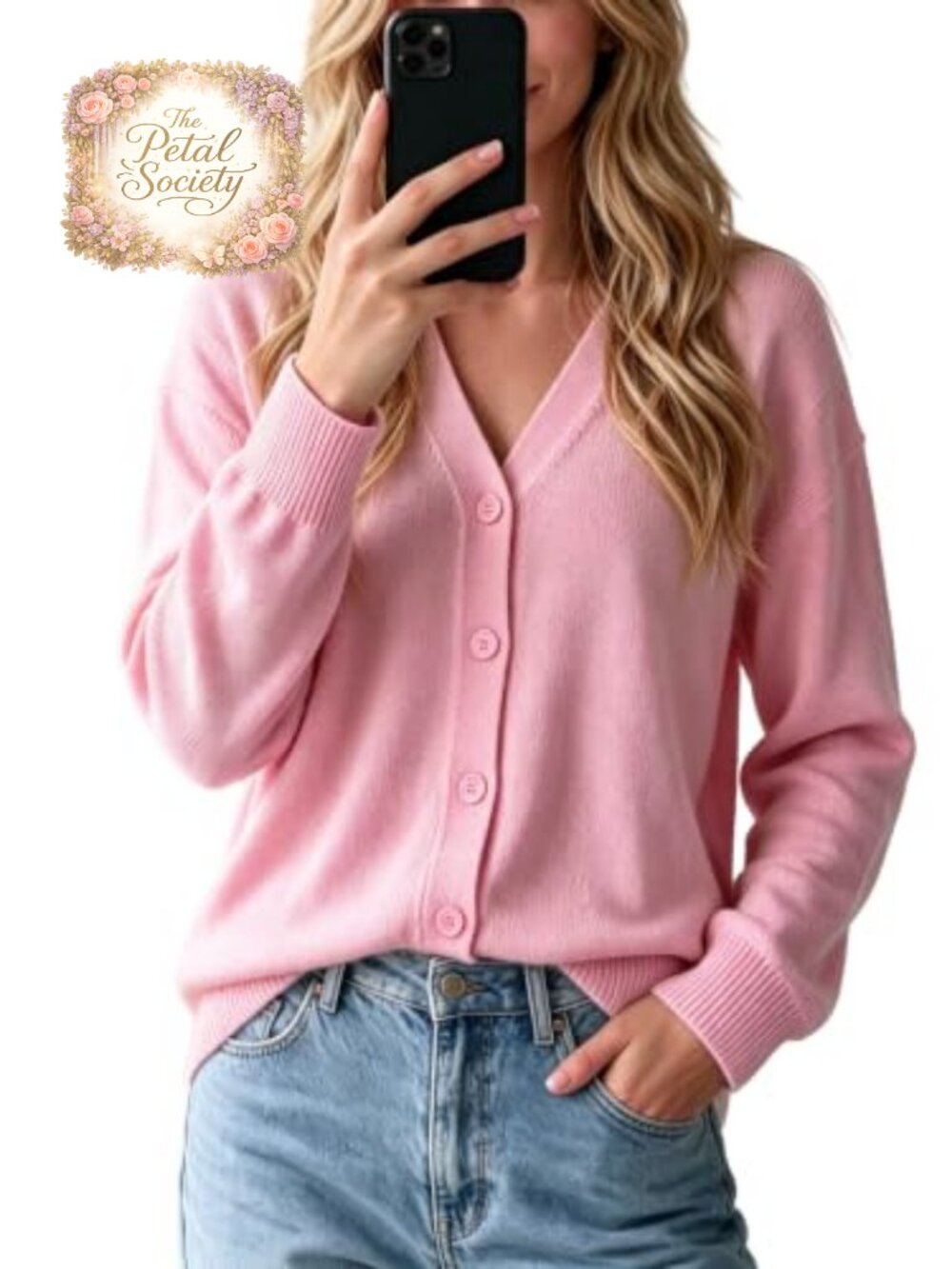 V Neck Button Down Cardigan Sweater Soft Lightweight Relaxed Fit